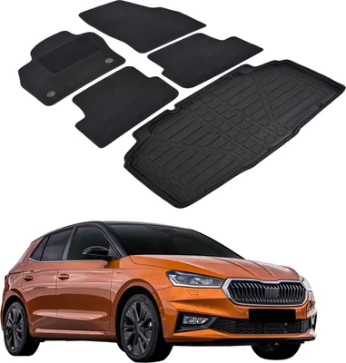 Produktbild von Kofferraumwanne Fußmatten Set Für Skoda Fabia 4 Ab 2021 Schrägheck, Genaue Passform