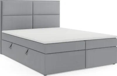Produktbild von KSHOMECONCEPT Boxspringbett 180 x 200 cm, Bett mit Bettkasten und Bonellmatratze und Topper, AURORA, Silber