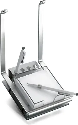 Produktbild von LINERO 2000 Schreibsethalter edelstahlfarbig für Relingsystem / Notitzblockhalter / Zettelblock-Halter