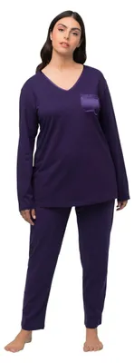 Produktbild von Ulla Popken Damen große Größen Übergrößen Plus Size Pyjama, Satin Pocket