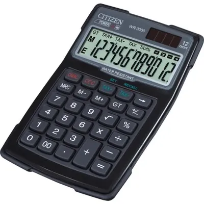 Immagine prodotto di Citizen WR-3000 - Desktop-Taschenrechner - 12 Stellen - Solarpanel, Batterie - Schwarz (WR3000)