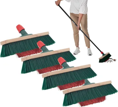 Produktbild von Novaliv Gartenbesen Elaston 40 cm Besenkopf 3 Stück mit V-Borsten Elaston Ideal als Besen draußen Straßenbesen harte borsten Terassenbesen Hofbesen Stallbesen Kehrbesen Industriebesen Outdoor broom
