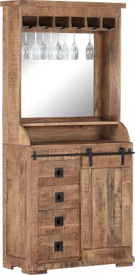 Produktbild von Wohn-/Esszimmer Kommode mit Buffetaufsatz in Mangoholz natur massiv KARLSTAD-123, B/H/T ca. 90/190/47 cm