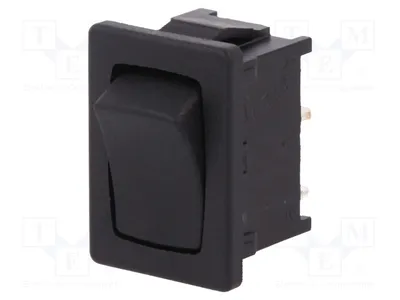 Immagine prodotto di 1 interruttore 12A/250VAC, nero, ON-OFF, grado di protezione IP40. Codice prodotto: 1801.1926. Tipo di attuatore: a levetta, posizione 2