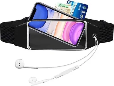 Immagine prodotto di Cintura da corsa con tasca per telefono e scarpe, in nylon nero, per il jogging