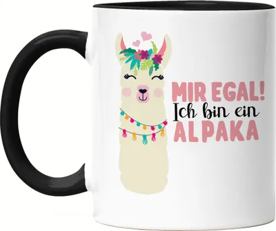Produktbild von Mir Egal Ich Bin Ein Alpaka Tasse Schwarz Süßes Alpaka Motiv Geschenkidee Alpaka-Fans