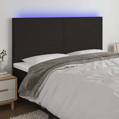 Produktbild von The Living Store LED Kopfteil Schwarz 160x5x118/128 cm Stoff