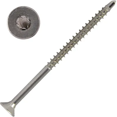 Produktbild von AG-BOX Spanplattenschrauben 5x70/42 TORX TX-25 mit Bohrspitze (Teilgewinde), Senkkopf u. Innensechsrund, Edelstahl A2, 100 Stück