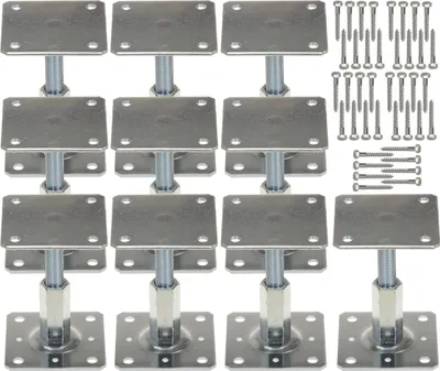 Produktbild von Stützenbasis 10 x - 110X110 Mm FEINZ Höhenverstellbar 90-160 Mm Robuste Konstruktion Ideal Für Stabilität