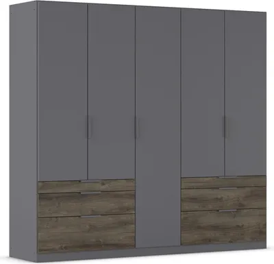 Produktbild von Drehtürenschrank >Koda< in grau metallic / Atlantic Oak dunkel, Holzwerkstoff