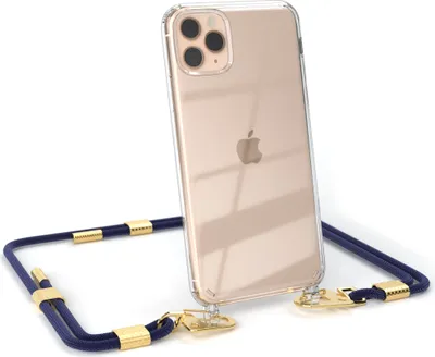 Produktbild von EAZY CASE Handykette für Apple iPhone 11 Pro Max, Transparente Silikonhülle mit Band, Clear Case, abnehmbar in  Blau