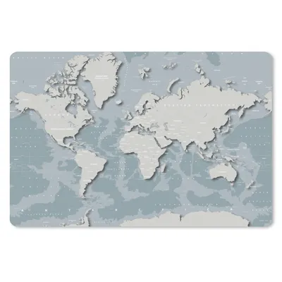 Produktbild von MuchoWow® Schreibtischunterlage Weltkarte - Blau - Grau - Kinder - Mädchen 60x40 cm - XXL Mauspad - Großes Mauspad