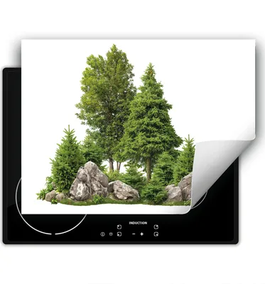 Produktbild von DarHaus Herdabdeckplatte 80x52 cm Anti Rutsch Matte Aufrollbar, Bäume
