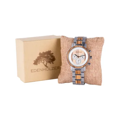 Produktbild von Edenhölzer Holzuhr Herren Armbanduhr Kauai Holzarmband ED098-005
