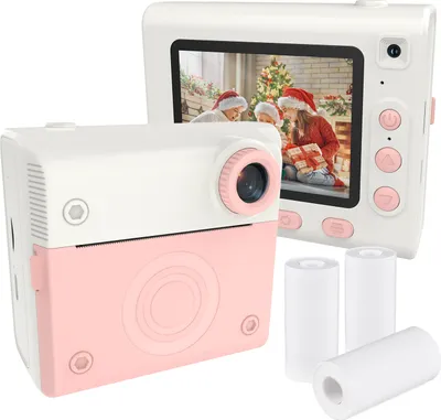 Obrázok produktu pre Fotoaparát s okamžitou tlačou pre deti, digitálny fotoaparát pre deti, rozlíšenie 1080p, digitálna videokamera, dvojitý objektív, 2,8-palcový IPS displej, vstavaná batéria, fotorámik s 3 rolkami termopapiera, popruh na krk, darček k narodeninám a sviatkom pre deti, chlapcov a dievčatá
