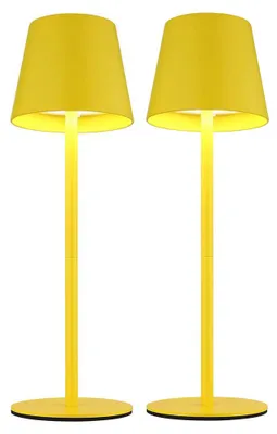 Produktbild von 2er Set LED Tischlampe, gelb, Akku, CCT, Touchdimmer, Flaschenaufsatz