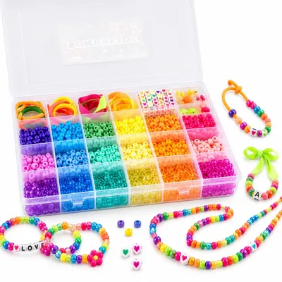 Productafbeelding van Joya Creative Pony Beads Kralenset 1300 Delig – Armbandjes Maken met Hartjeskralen, Sluitingen en Opbergdoos