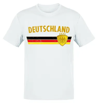 Produktbild von WM EM Fan Shirt Weltmeisterschaft Europameisterschaft 100% Baumwolle T-Shirt Rundhals Fanartikel Herren Damen Fan-Shirt: Deutschland - weiß gold / 3XL Land wählen: Deutschland - weiß gold Shirt Größe wählen: 3XL