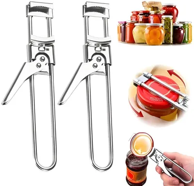 Produktbild von PolkaHome® 2 Stück manuelle Deckelöffner, Edelstahl, verstellbarer Dosen- und Glasöffner für Konserven