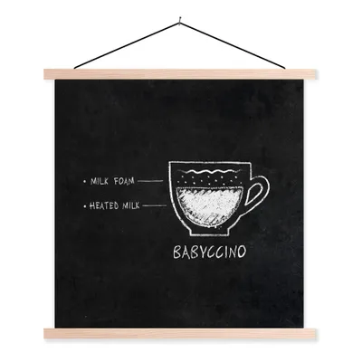 Produktbild von MuchoWow® Textilposter Zitate - Babyccino - Kaffee - Text - Vintage 60x60 cm mit holzfarbenen Rahmen - Wanddekoration