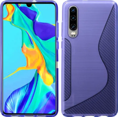 Produktbild von cofi1453® S-Line Hülle Bumper kompatibel mit HUAWEI P30 Silikonhülle Stoßfest Handyhülle TPU Case Cover Lila