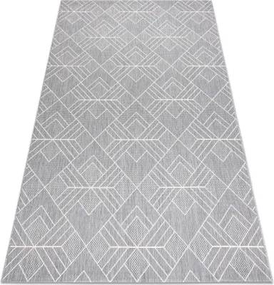 Produktbild von Teppich FLAT SISAL 48731637 Quadrate Diamanten, geometrisch grau / creme Grau 120x170 cm