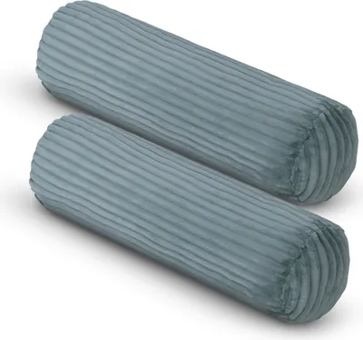 Immagine prodotto di Cuscini decorativi Ø20x70 cm, verde-grigio, confezione da 2, morbida fodera con cerniera, cuscini da divano