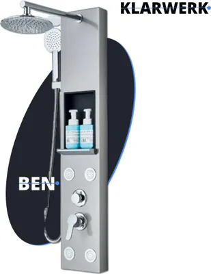 Produktbild von BEN | panel prysznicowy deszczownica stal nierdzewna | szczotkowane srebro prysznic z masażem system prysznicowy | bateria prysznicowa system prysznicowy