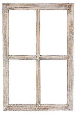 Dekoratives Holzfenster, Naturholz, 40 x 2 x 60 cm