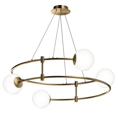 Zdjęcie produktu dla Lampa wisząca, szkło metalowe, złota, 4-płomienna, D 61 cm