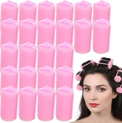 Produktbild von 24 weiche Schaumstoff-Lockenwickler zum Schlafen ohne Hitze, 6 x 4,5 cm, rosa