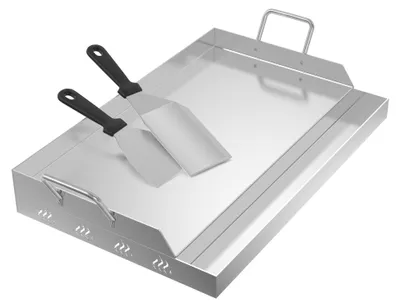 Obrázek produktu pro Nerezová grilovací deska o rozměrech 58 x 32 cm s 2 stěrkami