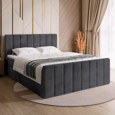 Produktbild von BroMARKT Boxspringbett DENVER DUO mit 2 Bettkasten, Bonell-matratze, Polsterbett, Bett (Dunkelgrau, Poso 60, 180x200 cm)