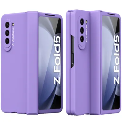 Obrázek produktu pro Pouzdro pro Samsung Galaxy Z Fold 5, ochrana pantu, tvrdý PC s ochranným sklem, kompletní krytí pouzdro Fialová