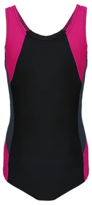 Produktbild von Aquarti Mädchen Badeanzug mit Ringerrücken, Farbe: Schwarz / Graphit / Amarant, Größe: 152