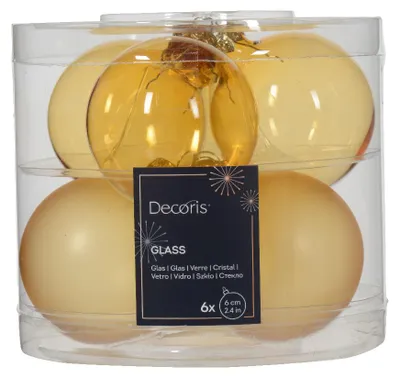 Productafbeelding van Kerstbal glas d6 cm licht goud 6st kerst Decoris