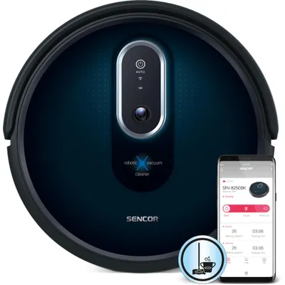 Produktbild von Sencor SRV 8250BK Roboter-Staubsauger, Trocken-/Wischsaugen, HEPA-Filter, Smartphone-Steuerung