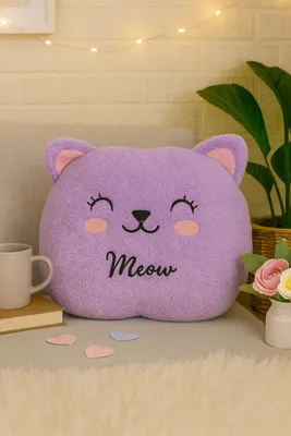 Produktbild von Dekoratives Geschenkkissen mit Tiermotiv, Kinderkissen- Katze