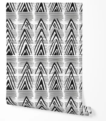 Zdjęcie produktu dla Tapeta Samoprzylepna Trójkąty Geometryczna Czarno Biała Salon Sypialnia 5m x 0.5m