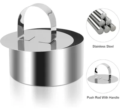 Image de Moules à muffins en acier inoxydable - Lot de 12 - Avec couvercle - Forme ronde - Revêtement antiadhésif - Pour la pâtisserie et les desserts - Diamètre 8 cm