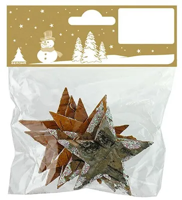 Produktbild von Rindensterne natur /weiß 6,5 cm, 6 Stück