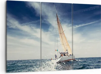 Produktbild von Bild auf Leinwand - Leinwandbild - Segeln Yacht Reise - 105x70cm - Wand Bild - Wanddeko - Leinwanddruck - Bilder - Kunstdruck - Wanddekoration - Leinwand bilder - Wandkunst - CE105x70-2797