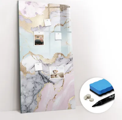 Produktbild von Magnetpinnwand Memoboard - Zubehörsatz - Schwarzer Marker + Schwamm + Magnete - 60 x 120 cm - Marmor