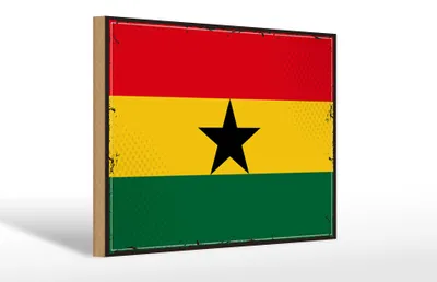 Produktbild von Holzschild Flagge Ghanas 30x20cm Retro Flag of Ghana
