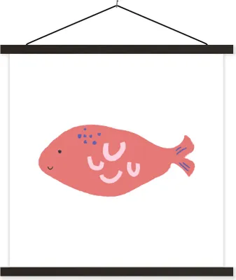 Produktbild von MuchoWow® Textilposter Pastell - Fisch - Rosa 90x90 cm mit schwarzem Rahmen - Magnetisches