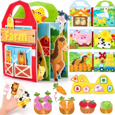 Produktbild von STILVORA Lernspielzeuge, Filz Quiet Book Kinder, Tragbares Bauernhof Buch mit Klettverschluss, Montessori Lernspielzeug, Beschäftigungsbuch
