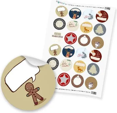 Produktbild von itenga 24 x beschreibbare Sticker „Weihnachten Geschenkesticker Mix“ (Motiv 56)