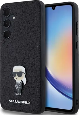 Obrázok produktu pre Puzdro Karl Lagerfeld Fixed Glitter Ikonik Logo Metal Pin Na Samsung Galaxy A35 - Czarne
