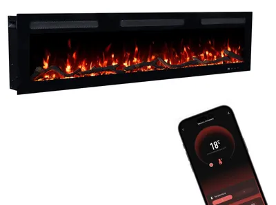Produktbild von Glow Fire Elektrokamin 'Inside 152' | LED Wandkamin in schwarz mit Heizung (1800 W) | HxBxT: 35x152x12cm