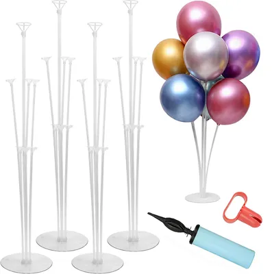 4er-Set Ballonständer, 70 cm, transparent, wiederverwendbar